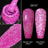 Hivava  -  Reflective Glitter Gel Pink Sparkling Sequins Gel Nail Polish Soak Off UV Nail Gel Semi-permanent Nail Art Decoration