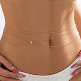 Hivava  Boho Multilayer Rhinestone Belly Belt Waist Chain for Women Summer Bikini Sexy Harness Body Chains Festival Jewelry Accessories