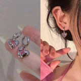 Hivava  -  Y2K Pink Peach Zircon Heart Drop Pendant Earrings for Women Egirl Sweet Crystal Earrings New Fashion Jewelry