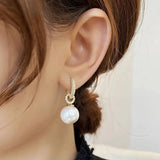 Hivava  -  sliver-plated Pearl Zircon Earring for Women Girl Party Gift Circular Temperament Banquet Jewelry