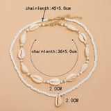 Hivava 2pcs/set Summer Natural Sea Shell Choker Necklace for Woman Bohemia Beads Chain Shell Necklace Adjustable Jewelry Accessories