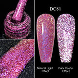 Hivava  -  Reflective Glitter Gel Pink Sparkling Sequins Gel Nail Polish Soak Off UV Nail Gel Semi-permanent Nail Art Decoration