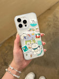 Hivava   -  Cartoon Stamp Cute Bear Summer Transparent Cover For Iphone 15Pro 13 14ProMax 14 15 Pro Max 15ProMax 13Pro Fundas Phone Case