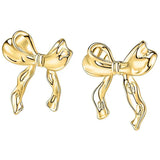 Hivava Fashion Gold Color Earrings for Women Bow Stud Nail Earring New   Trendy Cute Jewelry Piercing Ear Accessories Christmas Gift