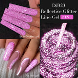 Hivava  -  Metallic Gold Sliver Pink 5ml Liner Gel Nail Art Polish Painting Mirror Gel Graffiti Stripe Design Varnish DIY