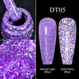 Hivava  -  7ml Purple Fluorescent Reflective Gel Nail Polish Neon Glitter Sparkly Semi Permanent UV LED Gel Nail Art Varnish