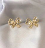 Hivava  -   Needle Exquisite Bow Earrings Female New Fashion Korean Temperament Sweet Earrings Perersonality Trendy Jewelry