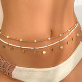 Hivava  3Pcs/Set Boho Sequin Pendant Elastic Seed Beads Waist Belly Belt Chains Women Summer Bikini Aesthetic Body Jewelry Accessories