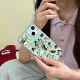 Hivava Mint Green Transparent Laser Love Heart Phone Case For Iphone 15 Pro Max 14Pro 15Pro 13 12 14 13Pro Cartoon Penguin Cute Cover