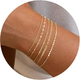 Hivava  -  Dainty Gold Plated Stackable Bracelets for Women Trendy Chain Bracelets Paperclip Adjustable Tennis Cute Jewelry