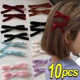 Hivava  -  1/10pcs Dopamine Color Vintage Velvet Bow Hair Clip Cute Light Premium Feel Butterfly Hairpin Sweet Cool Korean Hair Accessories