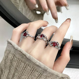 Hivava  -  Gothic Red Opal Irregular Natural Stone Rings Red Stone Rings for Women Y2K Animal Tail Spider Ring Aesthetic Creative Jewelry