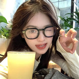 Hivava  Korea Retro Round Glasses Frame Women Lovely INS No Makeup Plain Glasses Men Eyewear Cute Decorative Computer Glasses