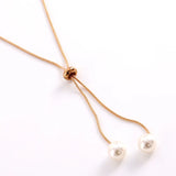 Hivava  -  Fashion Simple Gold Color Pearl Necklaces for Women Long Tassel Pull Design Clavicle Chains Necklace Jewelry Collares