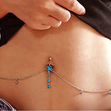 Women Sexy Rhinestone Dangle Belly Button Chains Navel Piercing Ring Body Jewelry Waist Chain Button Body Piercing Jewelry