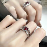 Hivava  -  Gothic Red Opal Irregular Natural Stone Rings Red Stone Rings for Women Y2K Animal Tail Spider Ring Aesthetic Creative Jewelry