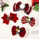 Hivava  -  Christmas Deer Hairpin Girls Women Fashion Anlter Bow Hair Clip Red Cute Elk Hairpins Side Clip Plush Snowflake Hair Accessories