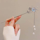 Hivava  -  Vintage Moonstone Hair Sticks for Women New Chinese Style Metal Long Tassel Chain Hair Pins Headwear Hair Accessories