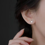 Hivava  -  Silver Color Cute Minimalism Mini Bunny Rabbit Stud Earrings for Women Girl Birthday Jewelry Gift Earring