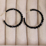 Hivava  -  Large Black Crystal Beaded Hoop Earrings for Woman Trendy Women's Circle Jewelry Accessories Free Shipping Rings Wholesale