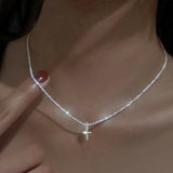 Hivava  -  1 PCs Simple Ins Cauliflower Chain Sparkling Cross Collarbone Chain Full Star Collar Choker Necklace