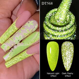 Hivava  -  7ml Glow In Dark Candy Gel Nail Polish Summer Sparkly Glitter Sequins Luminous Nail Art UV Gel Varnish Manicure