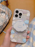 Hivava  Cartoon Smile Cloud Laser Love Heart Fundas For Iphone 14 15promax 13 15 Pro Max 14Pro 12 Cute Magnetic Stand Holder Phone Case