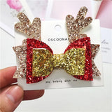 Hivava  -  1 Piece Christmas Deer Pincer Glitter Barrette Bow Tie Hairpins Hair Clip For Girls Pin Tiaras Baby Hair Accessories For Women