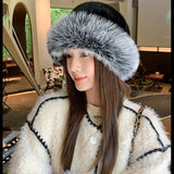 Hivava  -  Faux Fur Hats Women Winter Thick Furry Hairband Fluffy Russian Faux Fur Women Girl Fur Headband Hat Outdoor Earwarmer Ski Hats