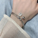 Hivava    Character "Fu" Blessing Bell Double Layer Bracelet For Women Men Lucky Charm Silvery Color Bangle&Bracelets Jewelry Gift