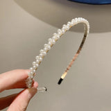 Hivava  -  Korean White Simulation Pearl Hairbands for Women Elegant Sweet Elastic Handmade Bow Flower Hair Hoops Headband Hair Accessories