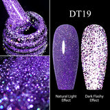 Hivava  -  7ml Purple Fluorescent Reflective Gel Nail Polish Neon Glitter Sparkly Semi Permanent UV LED Gel Nail Art Varnish