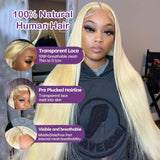 Hivava  Brazilian 30 38 inches Body Wave 613 Honey Blonde Transparent Lace Front Human Hair Wigs 13x6 Pre-bleached Lace Frontal Wig