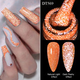 Hivava  -  7ml Glow In Dark Candy Gel Nail Polish Summer Sparkly Glitter Sequins Luminous Nail Art UV Gel Varnish Manicure