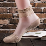 Hivava  1Pair Women Lace Ruffle Ankle Sock Soft Comfy Sheer Silk Cotton Elastic Mesh Knit Frill Trim Transparent Women's socks Hot 2022