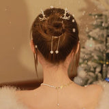 Hivava  -  New Festival Hairpin Girls Women Christmas Elk Horn Tassel Ponytail Button Hair Clip Golden Fashion Hair Accessories