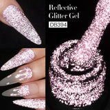 Hivava  -  Reflective Glitter Gel Pink Sparkling Sequins Gel Nail Polish Soak Off UV Nail Gel Semi-permanent Nail Art Decoration