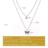 Hivava  -  Shiny Butterfly Necklace Crystal Exquisite Double Layer Pendant Clavicle Chain Necklace For Women Wedding Party Jewelry Gifts