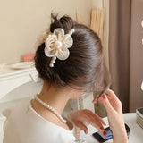 Hivava  - jewelry new Pearl Flower Hair Claw Crystal Non-slip Big Catch Clip Female Elegant Hair Clip Shark Clip Hair Accessory Hairpin Headwear