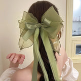 Hivava  -  Fashion Chiffon Bow Hair Clip Women Big Elegant Hairpin Barrettes Girls Solid Color Ponytail Clip Hair Accessories Headwear Gift