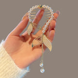 Hivava  - jewelry New Fashion Crystal fishtail hairpin Elegant Ponytail pearl tassel grab clip frog buckle style hairpin pan hair artifact