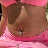 Surgical Crystal Belly Button Rings Navel Ring Zircon Drop Dangle Body Belly Piercing Jewelry for Women Beach Belly Navel Rings