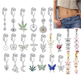 Hivava  Faux Fake Belly Butterfly Fake Belly Piercing Leaves Clip on Umbilical Navel Fake Belly Button Piercing Cartilage Earrings Clip