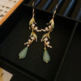 Hivava  -  jewelry New Trendy Bell Orchid Leaf Water Drop Resin Drop Earrings for Womens Temperament Jewelry  Needle Gift