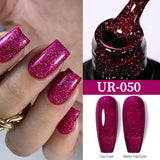 Hivava  -  7.5ml Gold Glitter Laser Nail Gel Polish Semi Permanent Varnish Soak Off UV LED Nail Art Base Top Coat Gel Manicure