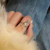 Hivava  -  Irregular Cross Star Opal Rings Y2K Natural Stone Star Ring for Women Men Couple Rings Moonstone Zircon Ring Unisex Jewelry