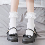 Hivava  Women Socks Lace Lolita Jk Japanese Style White Black Solid kawaii Girl Cotton Cute Ankle Socks For Famale носки женские