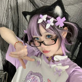 Hivava  Korean Cosplay Half Frame Glasses Frame Women Lovely No Makeup Plain Glasses Men Eyewear Cute Decorative Computer Glasses