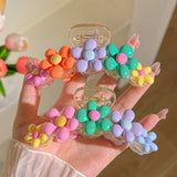 Hivava Korean Sweet Colorful Flower Hair Claws Clamps Crab Hair Clips Barrettes Girls Hair Accessories Hairpins Women Hair Crabs Claw