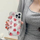 Hivava  -  Lace 3D strawberry bracelet phone case for Iphone 14Pro 15Pro 13 13pro 14 15 Pro Max 13promax 14promax transparent coque